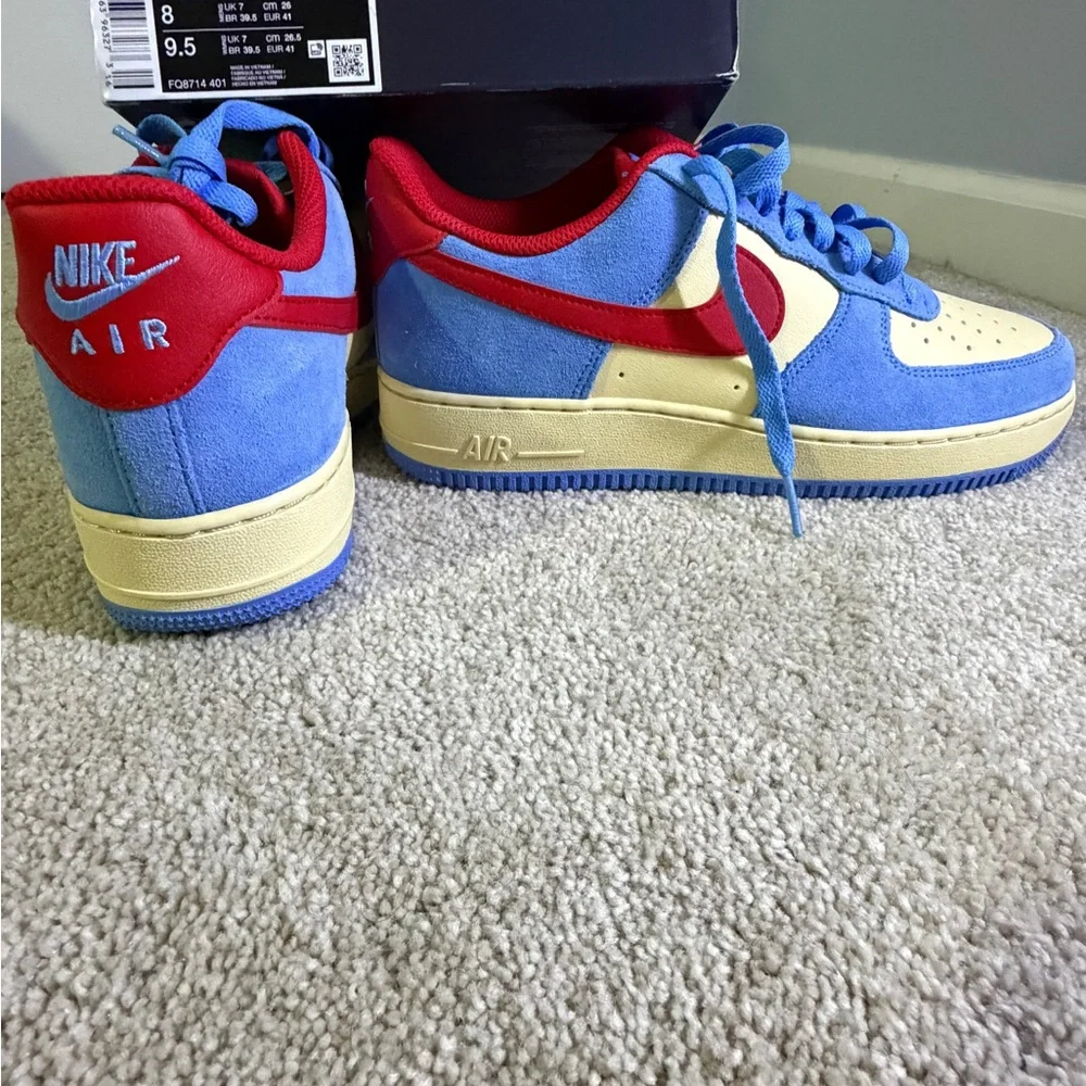 Brand new never worn. Nike Air Force 1 Low Blue and Red Sneakers with red laces. - Picture 4 of 4